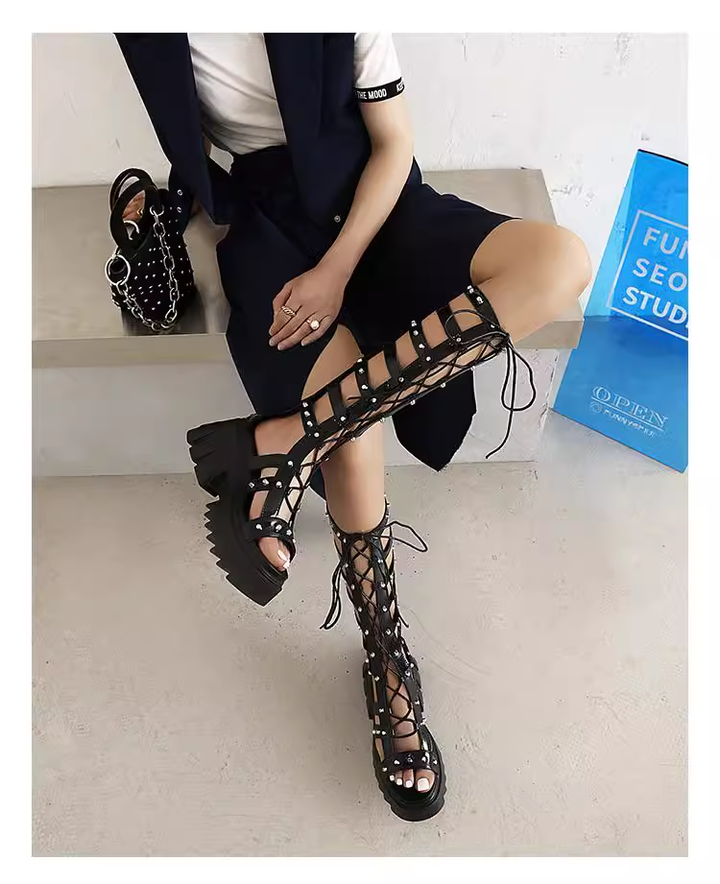 Wedge Gladyatör Tall Boots