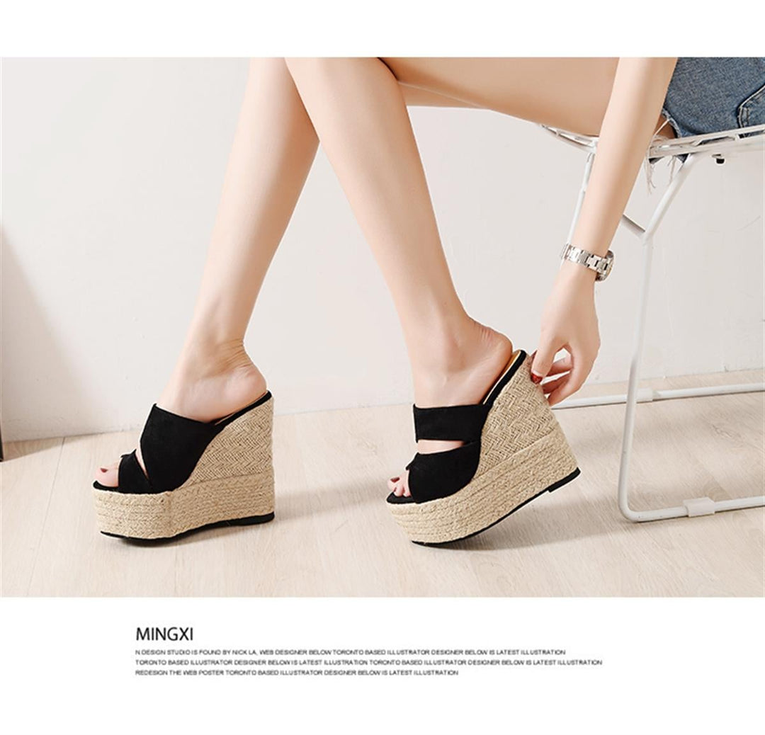 Wedge Straw Slippers