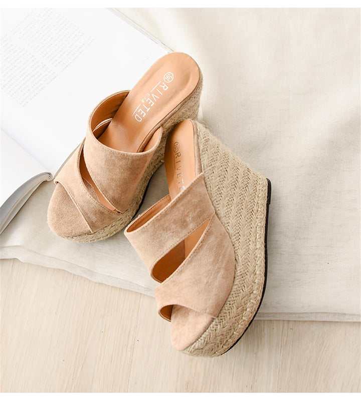 Wedge Straw Slippers