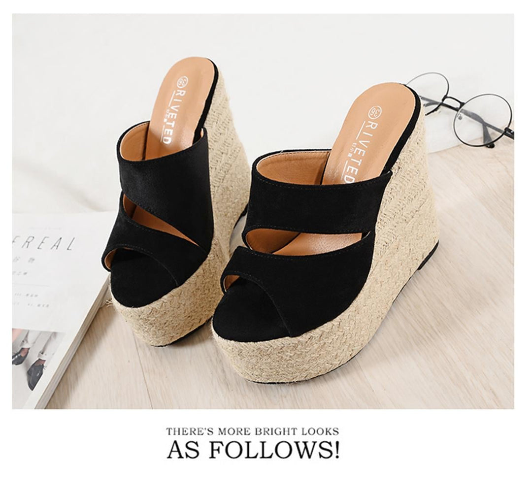 Wedge Straw Slippers