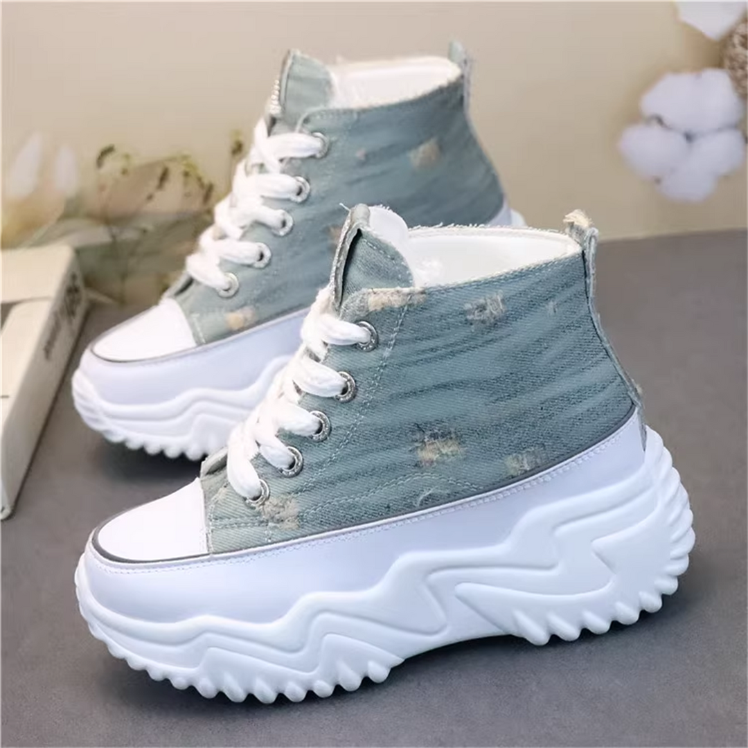 Wedge Denim Boots