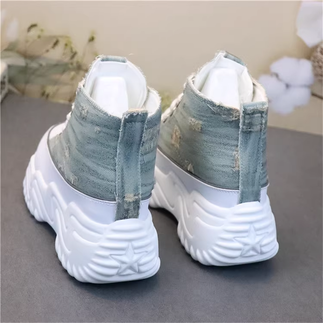 Wedge Denim Boots