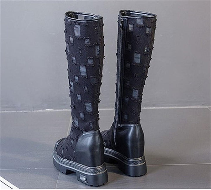 Wedge Denim Tall Boots