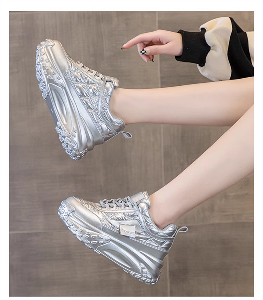 Wedge Lame Sneakers