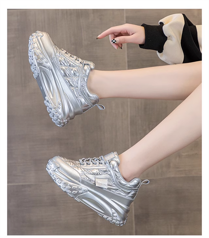 Wedge Lame Sneakers