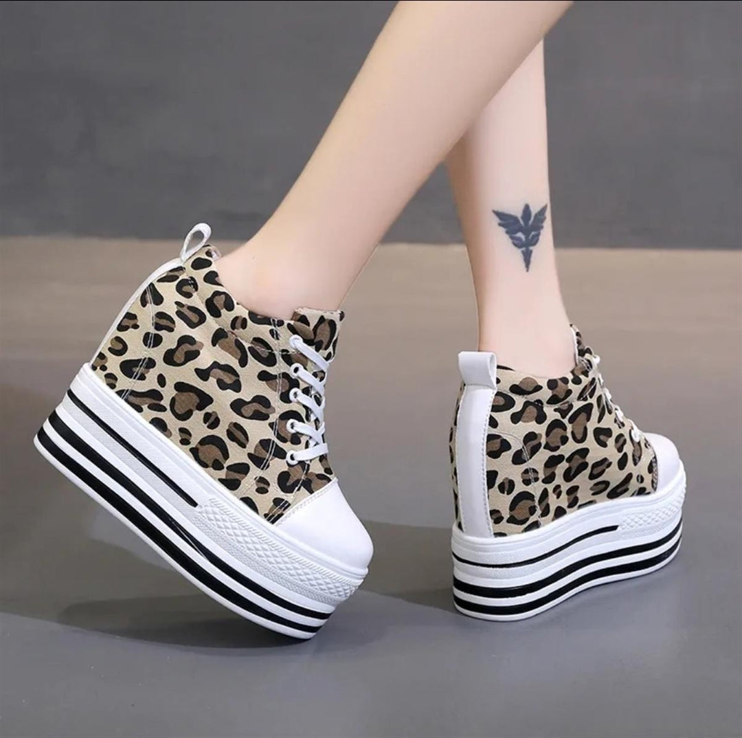Wedge Leopar Spor Shoes