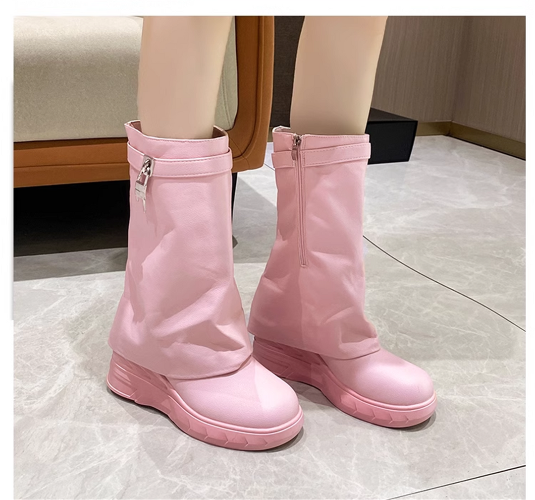 Wedge Pink Boots
