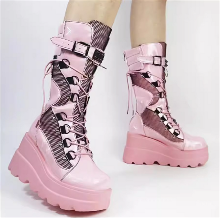 Wedge Pink Boots