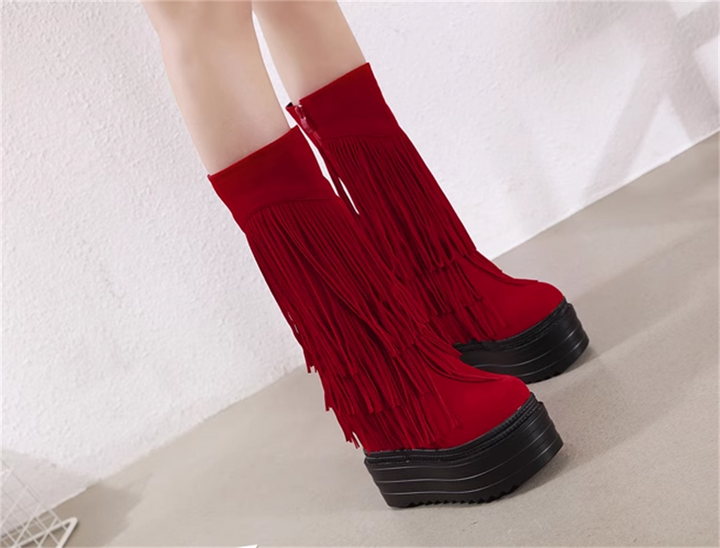 Wedge Püsküllü Tall Boots