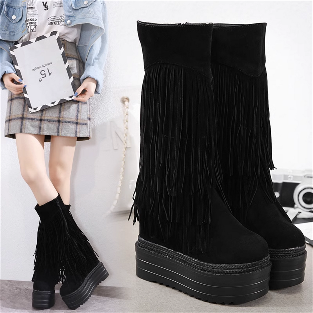 Wedge Püsküllü Tall Boots