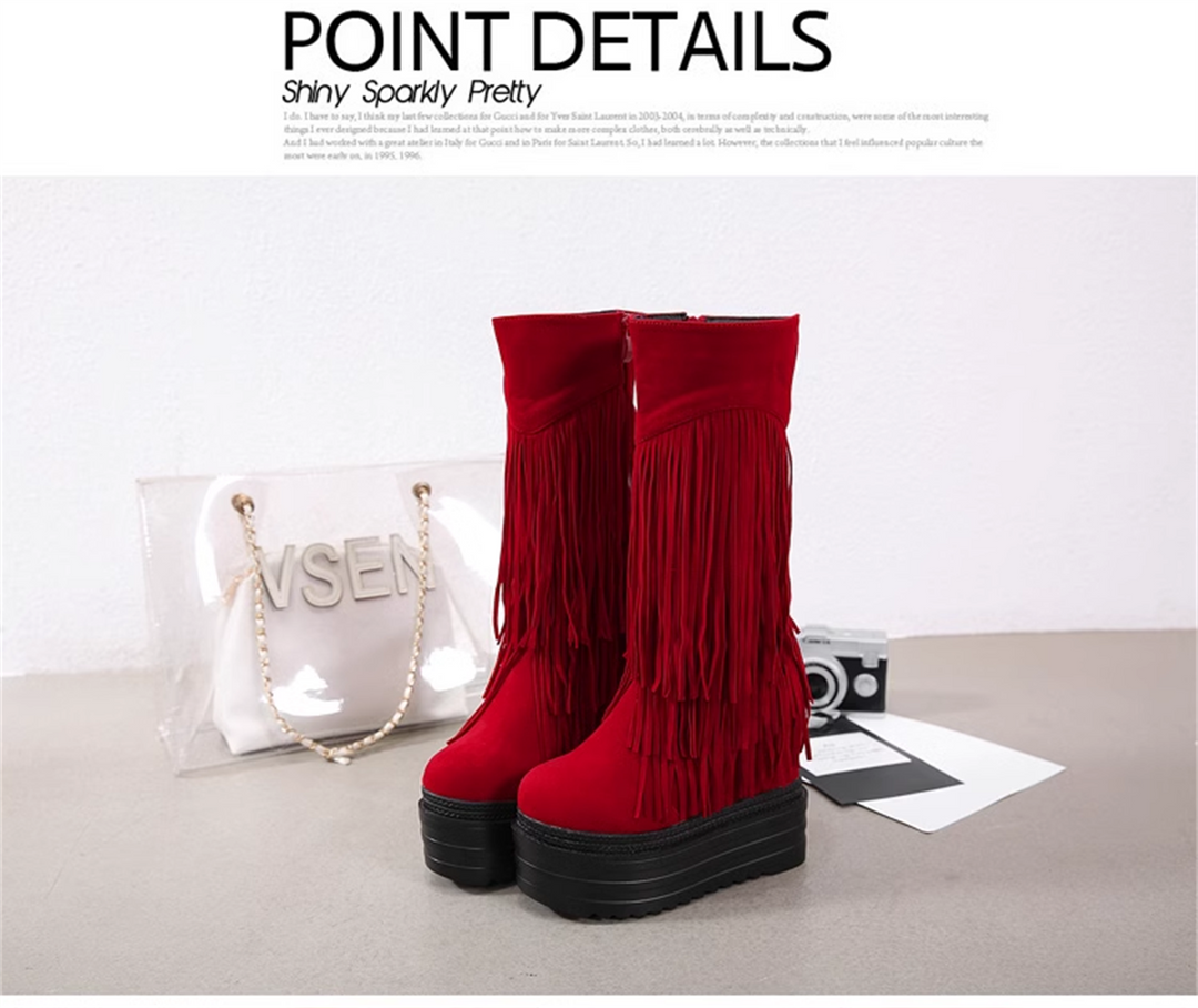 Wedge Püsküllü Tall Boots