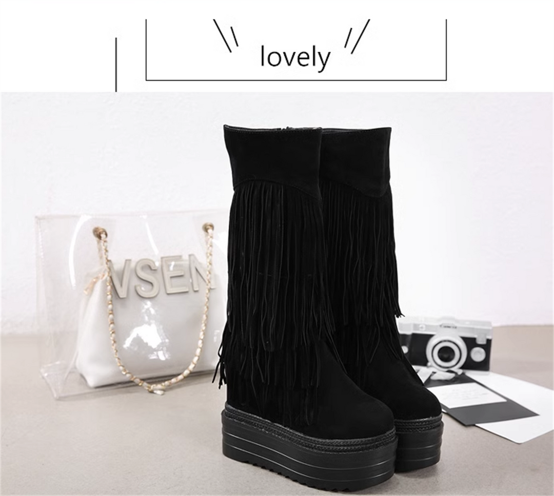 Wedge Püsküllü Tall Boots
