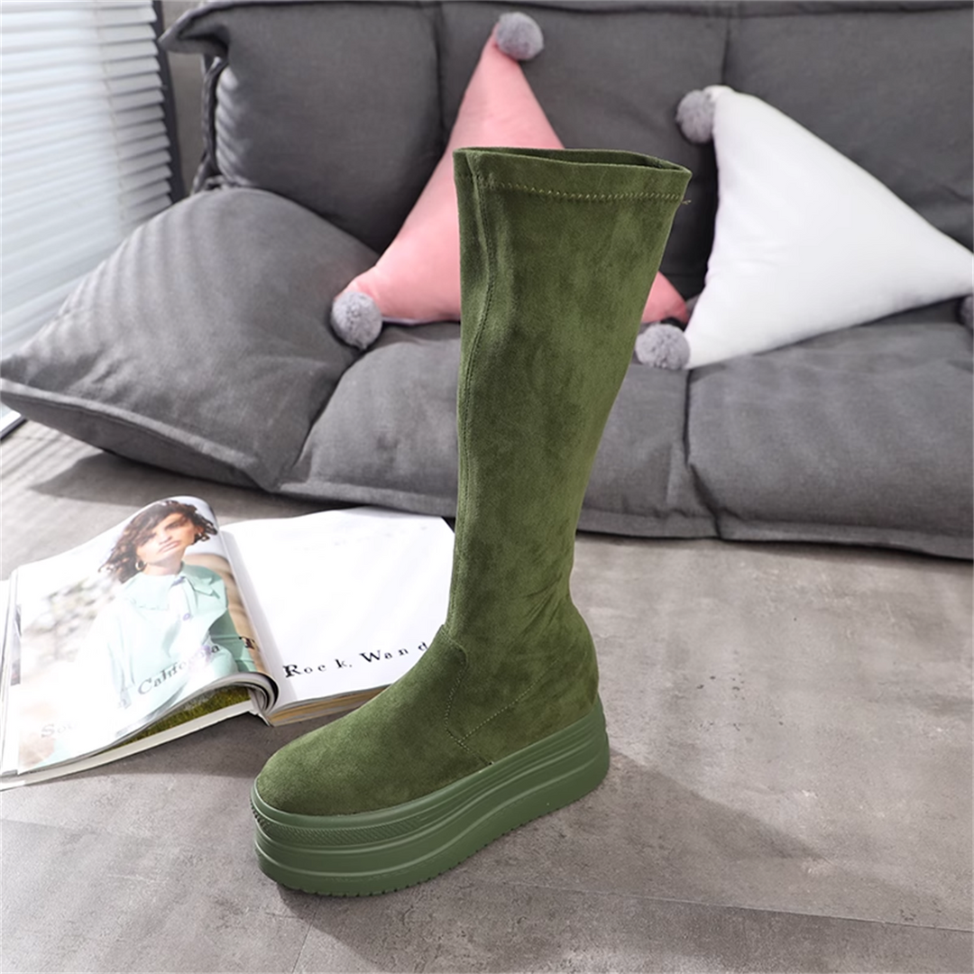 Wedge Suede Tall Boots