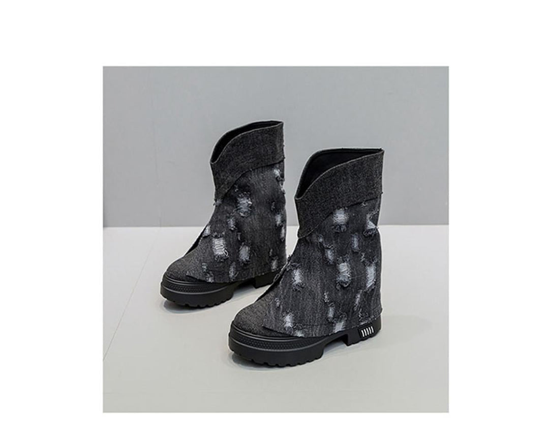 Wedge Summer Denim Boots
