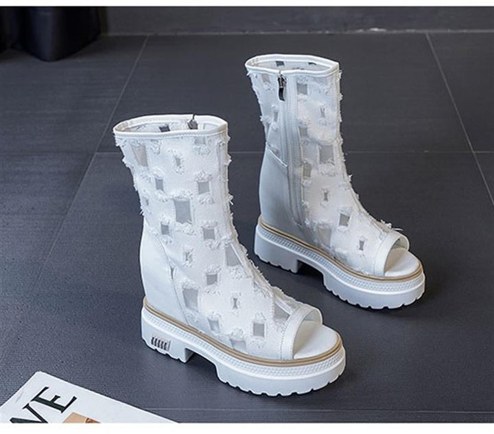 Wedge Summer Denim Boots