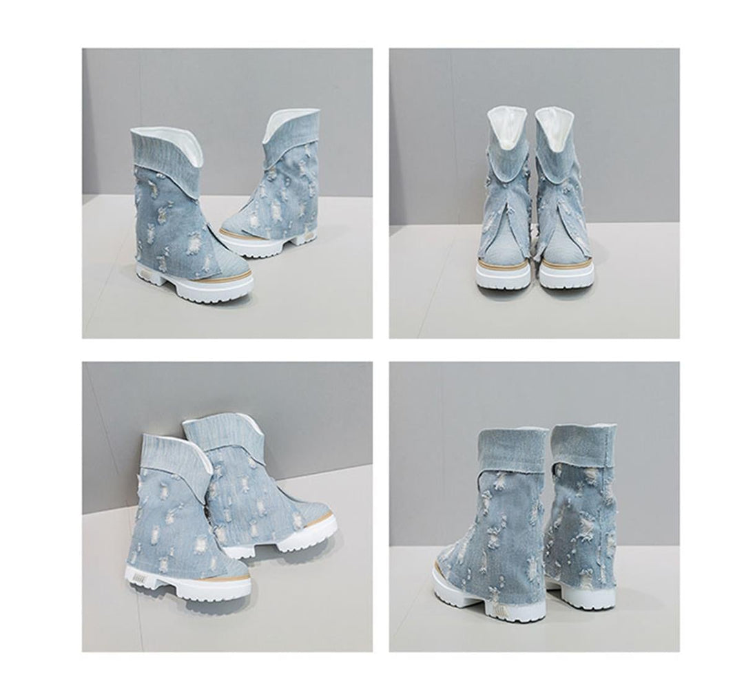 Wedge Summer Denim Boots