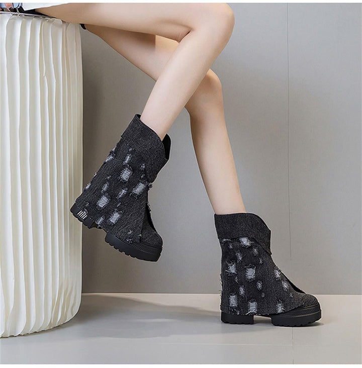 Wedge Summer Denim Boots