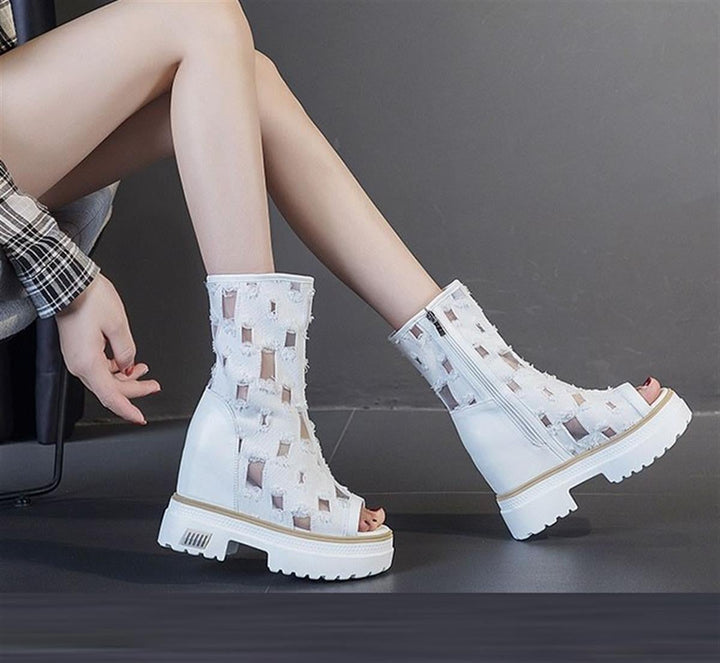 Wedge Summer Denim Boots