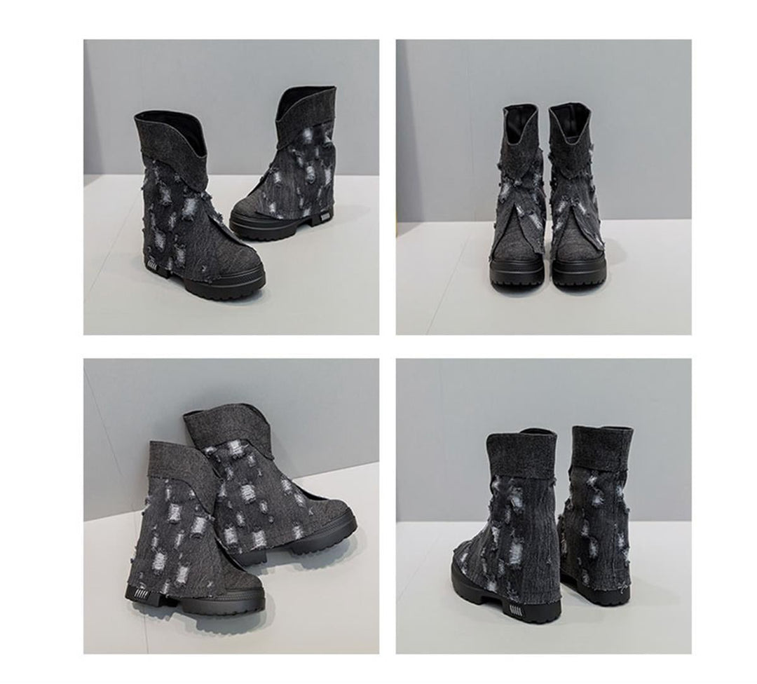 Wedge Summer Denim Boots