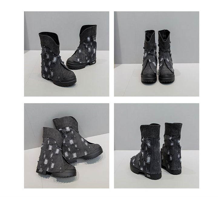 Wedge Summer Denim Boots
