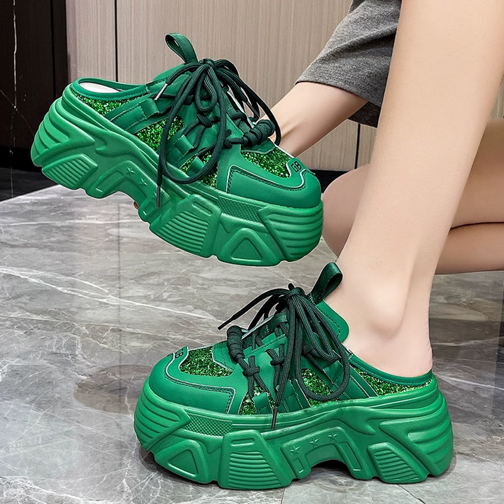 Wedge Green Slippers