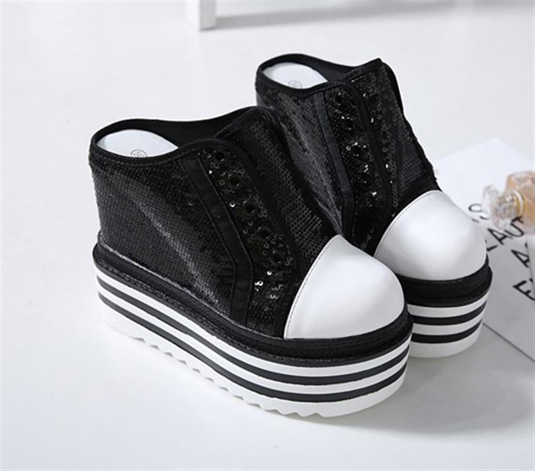 Dolgu Heeled Payetli Terlik