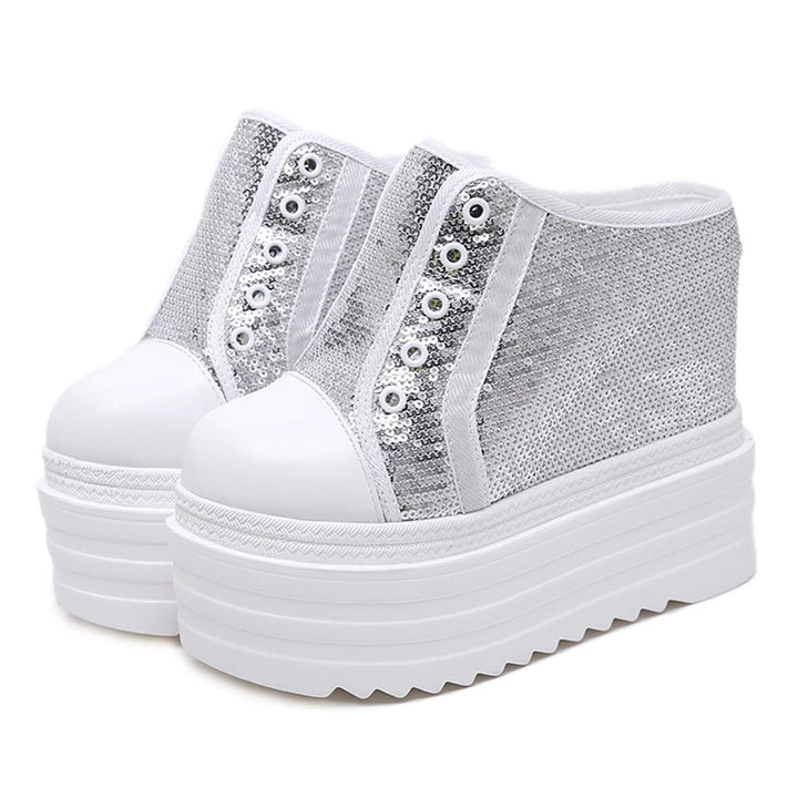 Wedge Heeled Sequin Slippers