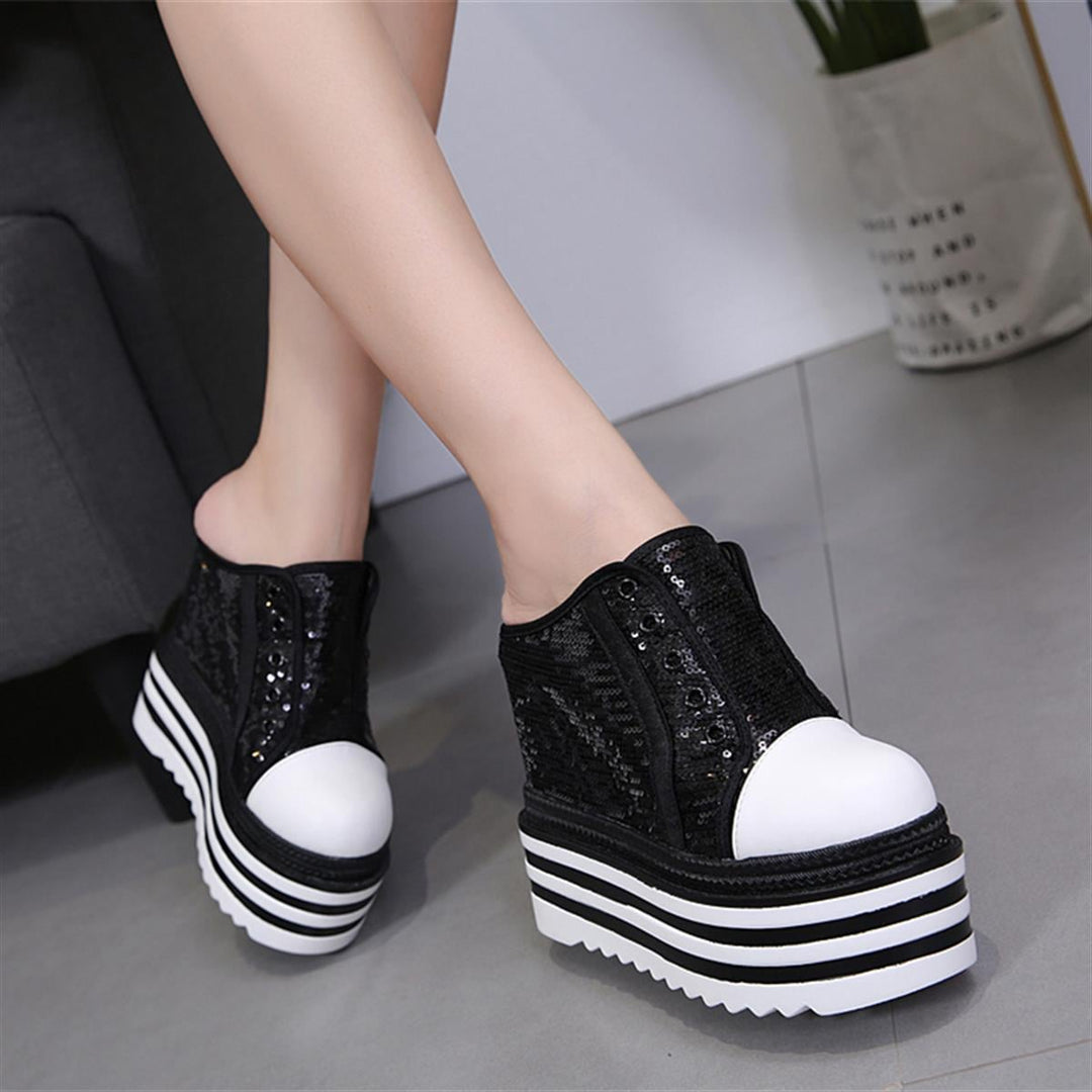 Wedge Heeled Sequin Slippers