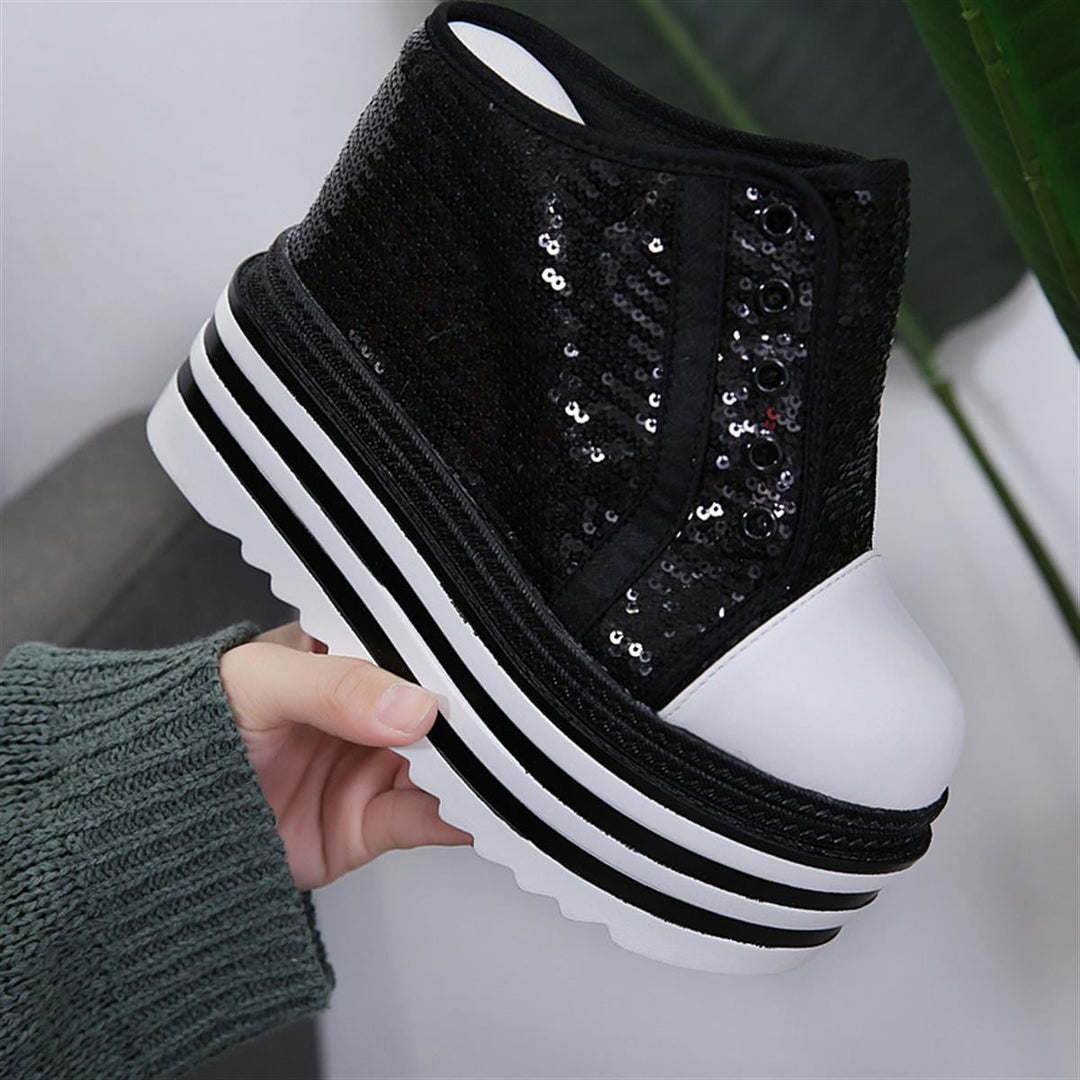 Dolgu Heeled Payetli Terlik