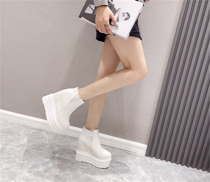 Hidden Heel White Boots