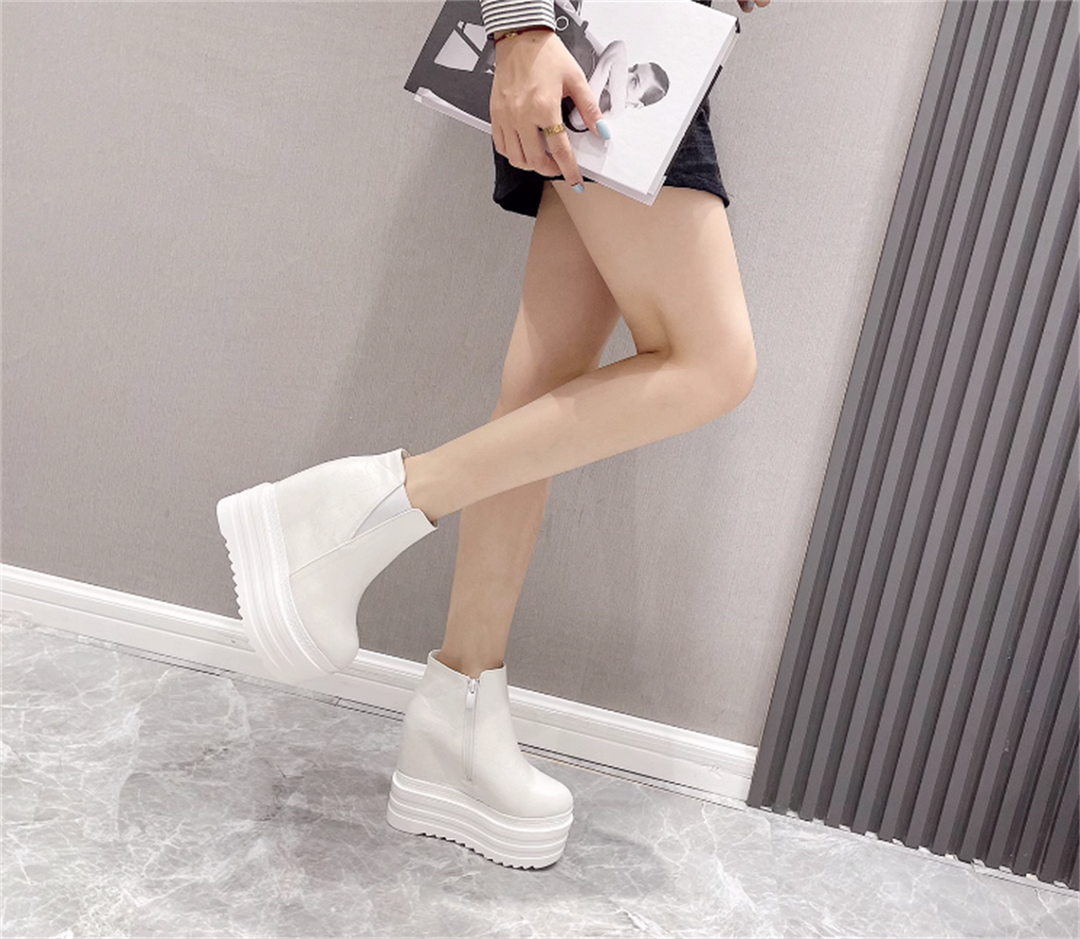 Hidden Heel White Boots