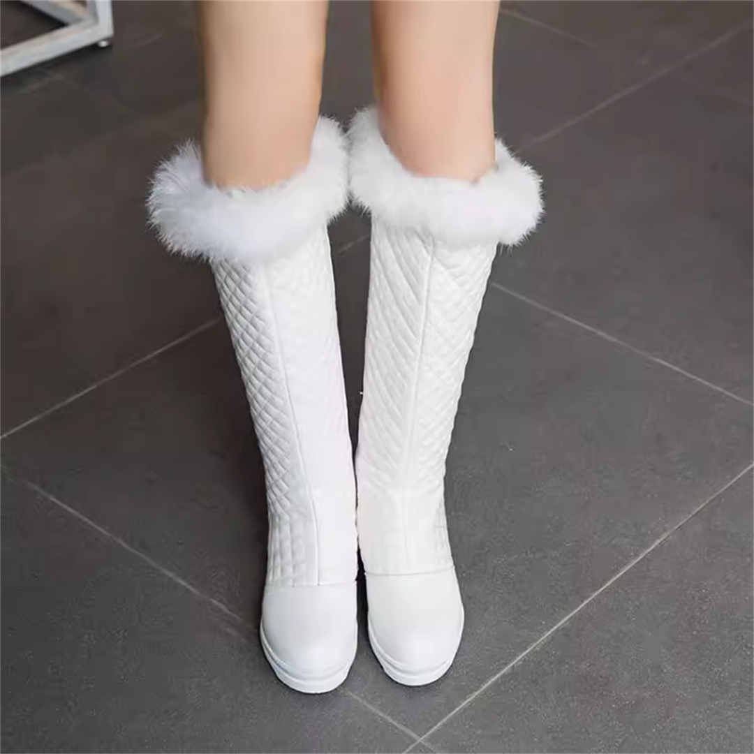 Hidden Heel White Tall Boots