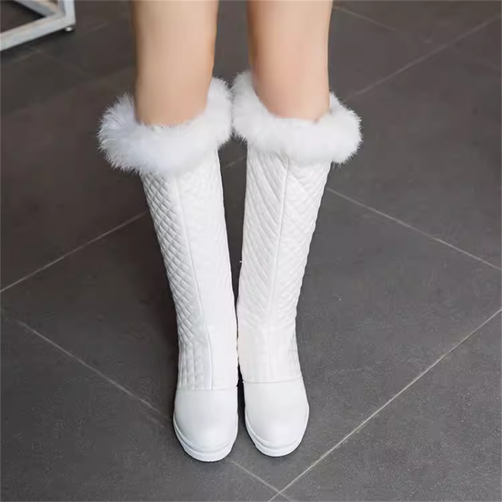 Hidden Heel White Tall Boots