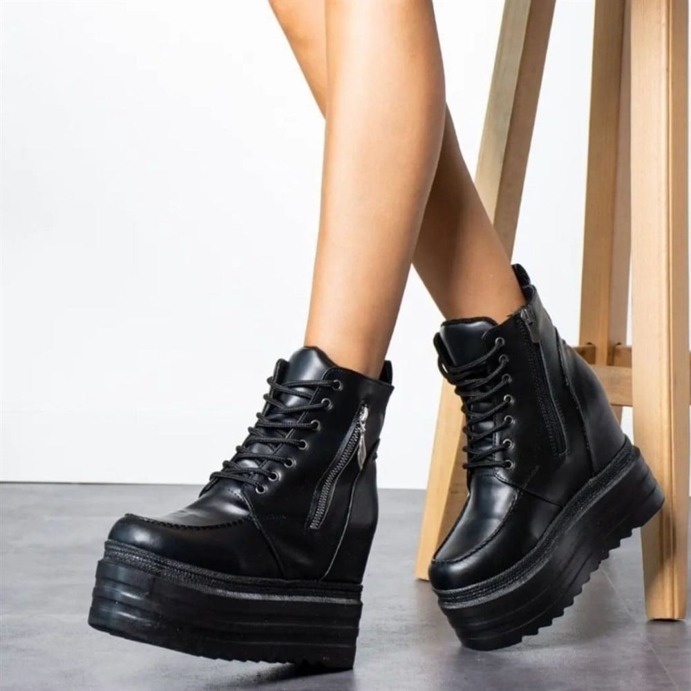 Hidden Heel Leather Bot 12 cm