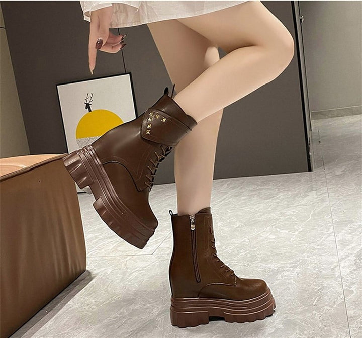 Hidden Heel Brown Boots