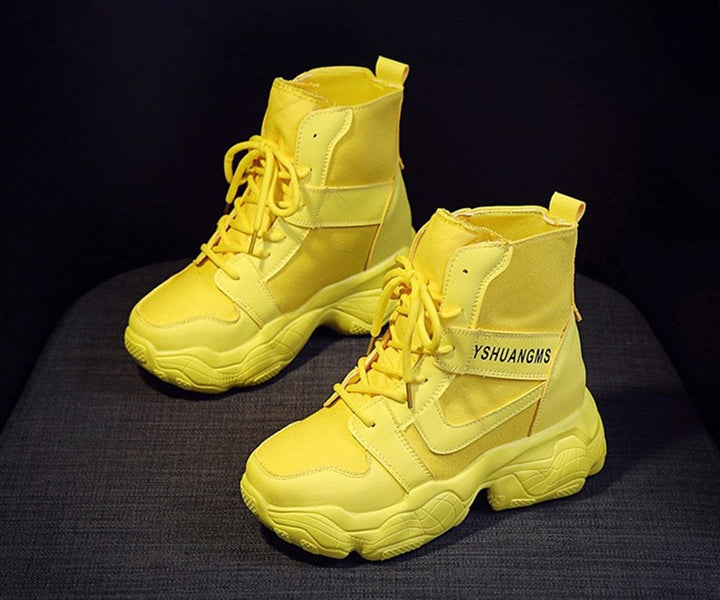 Hidden Heel Yellow Boots 8 cm