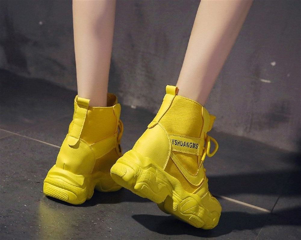 Hidden Heel Yellow Boots 8 cm