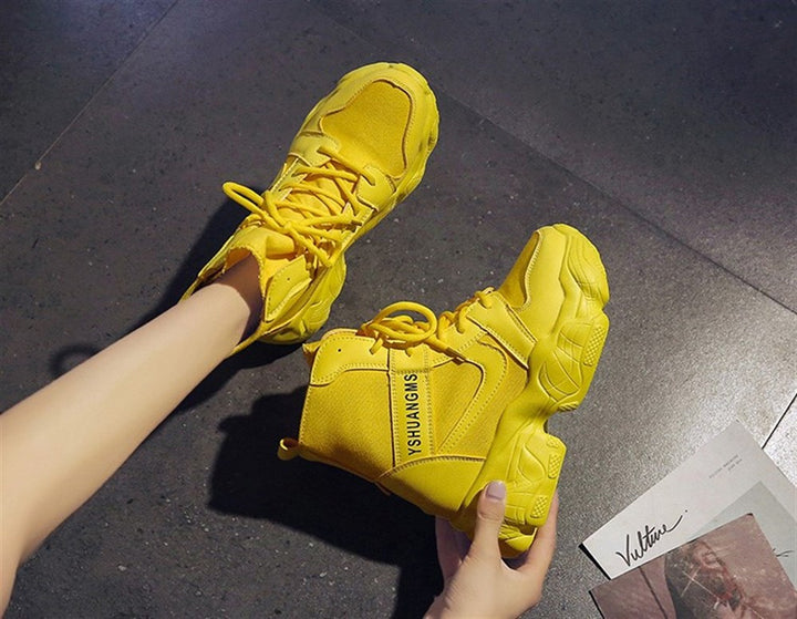 Hidden Heel Yellow Boots 8 cm