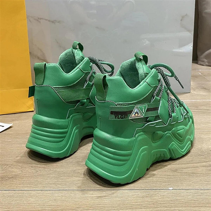Hidden Heel Green Spor Shoes 9 cm