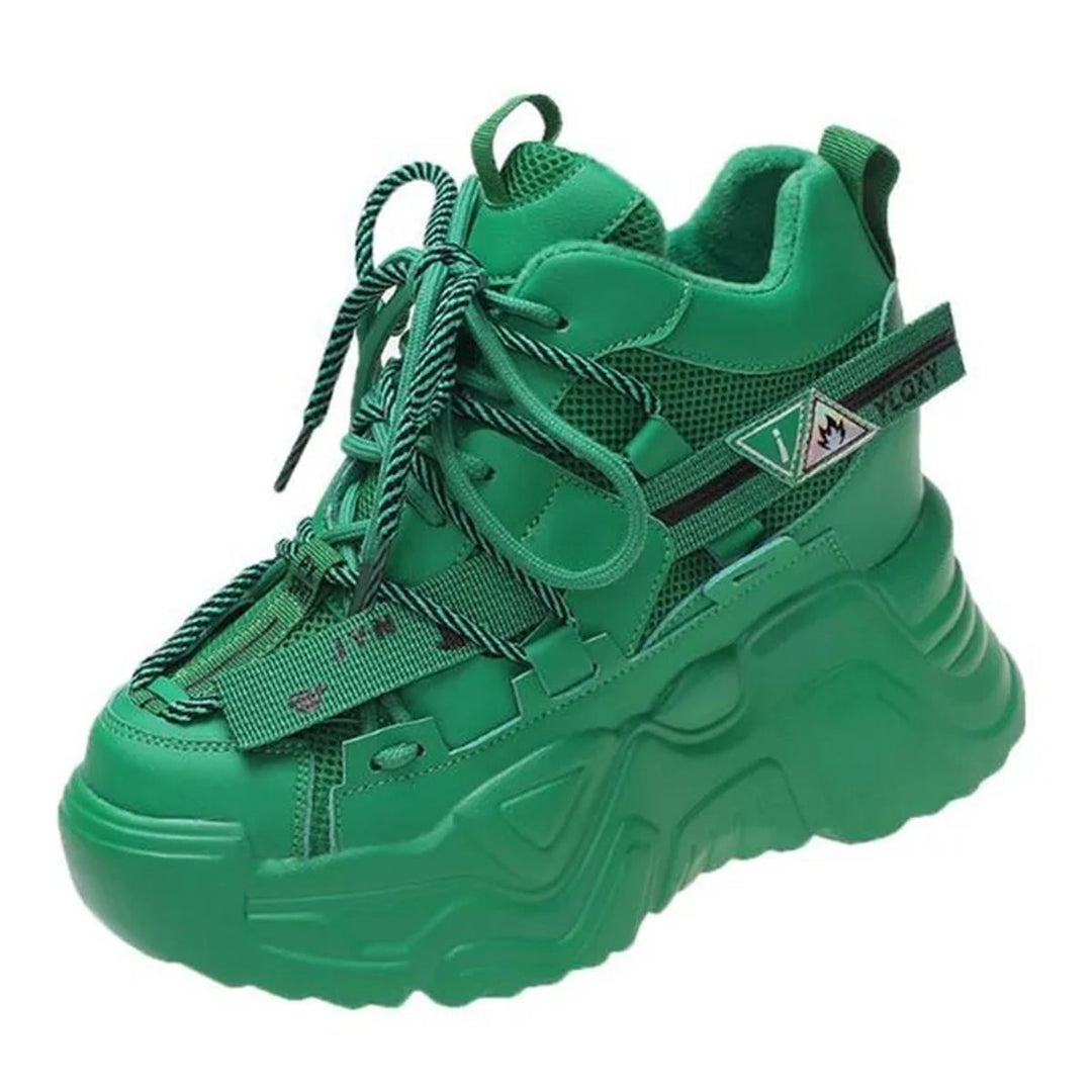 Hidden Heel Green Sneakers 9 cm