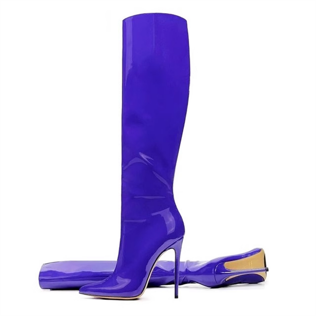 İnce Heeled Uzun Saks Mavisi Tall Boots