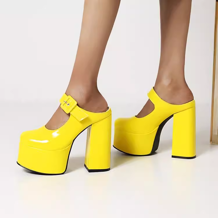 Platform Heeled Slippers
