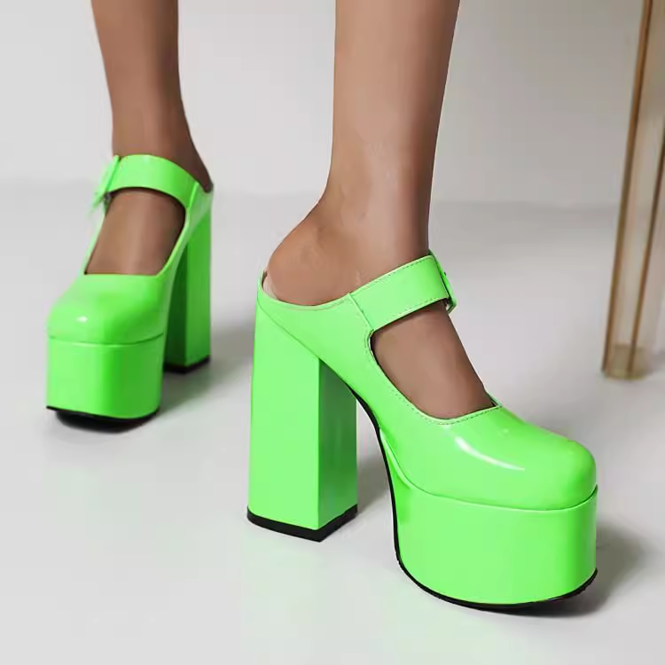 Platform Heeled Slippers
