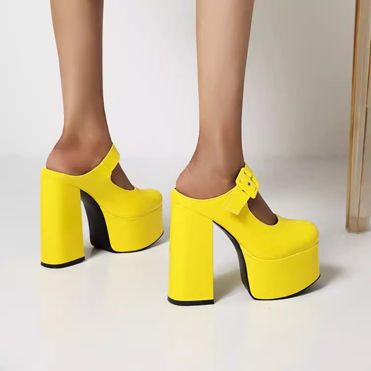 Platform Heeled Slippers