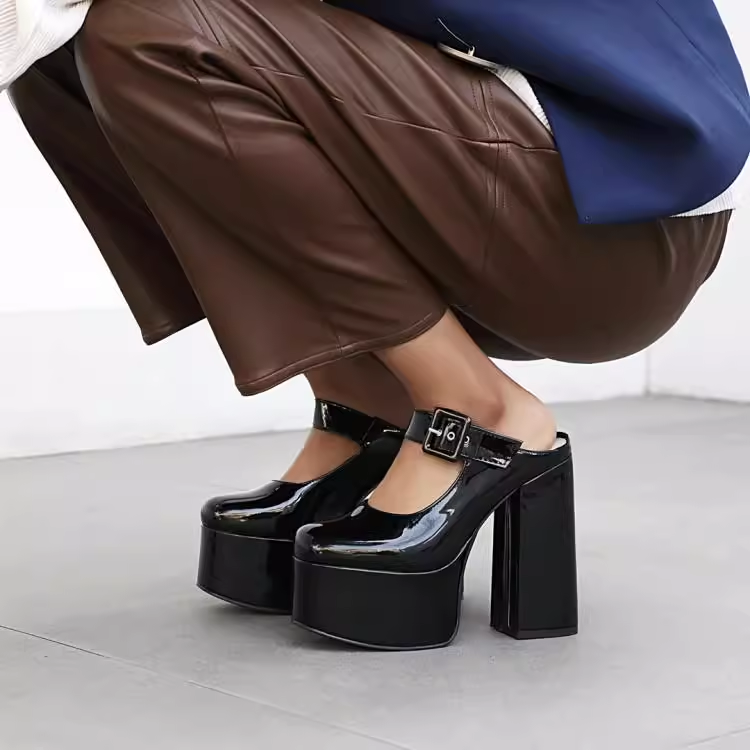 Platform Heeled Slippers