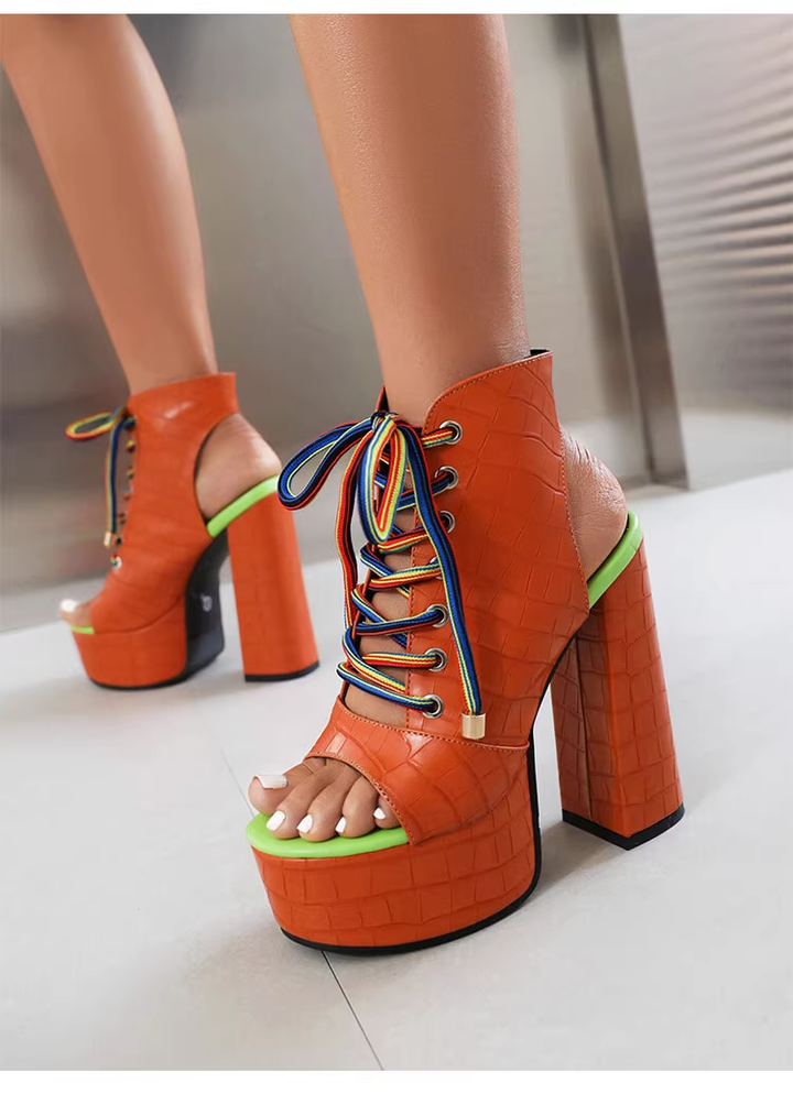 Platform Heeled Summer Boots