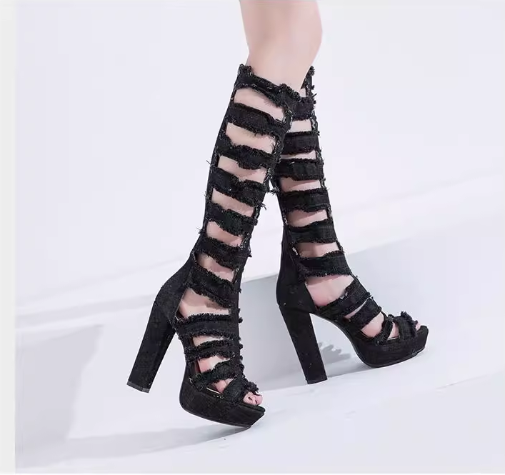 Heeled Kot Gladyatör Tall Boots