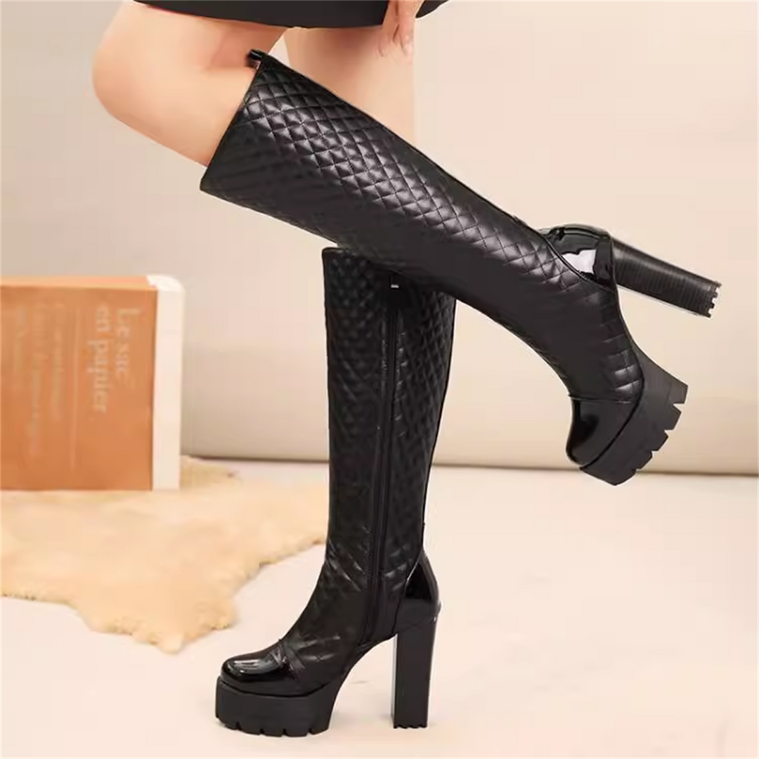 High Heeled Platform Tall Boots